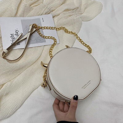 

Ins super fire chic bag female 2019 new Korean version of the wild single shoulder slung fashion texture simple small round bag