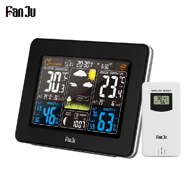 

FanJu FJ3365 Color Weather Station IndoorOutdoor Wireless Temperature Humidity Barometer Thermometer Hygrometer Electronic Desk T