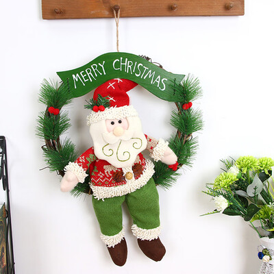 

〖Follure〗Merry Christmas Party Poinsettia Pine Wreath Door Wall Garland Decoration