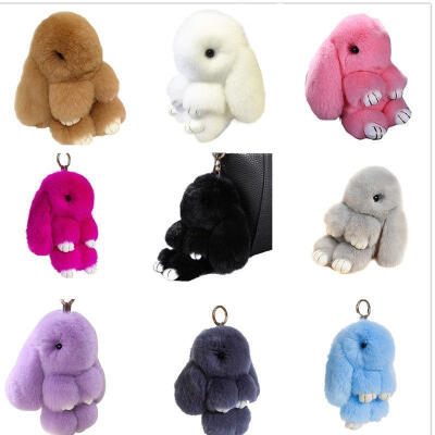 

Bunny Rex Rabbit Fur Bag Handbag Keychain Pom Doll Ball Key Chain Ring Pendant Phone Deco 18 Colors 3 Sizes 4&quot 5&quot 7