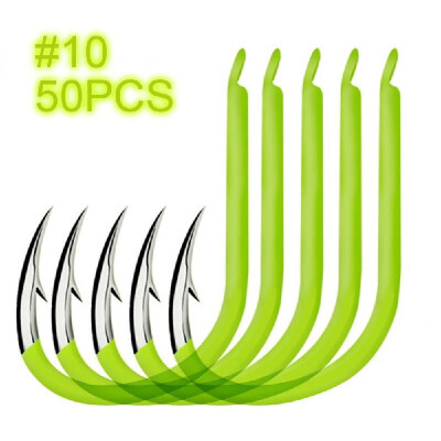 

50pcs Luminous Fishing Hooks Carbon Steel Glow In Night Fishing Hooks