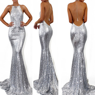 

〖Follure〗Women Sexy Halter Evening Backless Cocktail Dress Ball Gown Party Dress