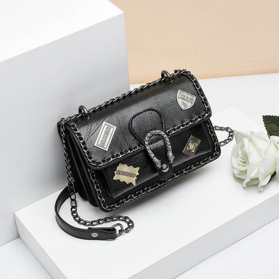 

Small square bag metal decoration retro texture classic temperament chain bag shoulder diagonal female bag