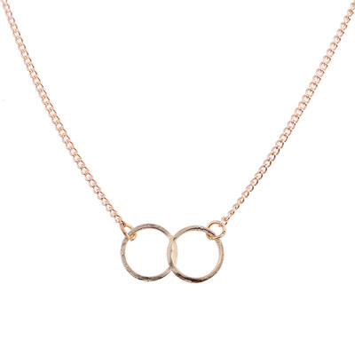 

New Gold-color Karma Double Circle Alloy Chocker Pendant Short Necklace