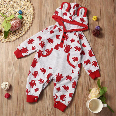 

Newborn Infant Baby Boy Girl Cartoon Hooded Romper Jumpsuit Clothes Outfits