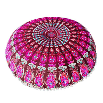 

Fashion Feather Pillowscase European&American Folk Style Round Cushion Cover Plush Pillowcase Car Cushions Home Decor