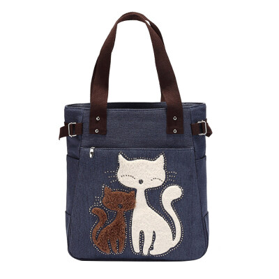 

Canvas Cat Single Shoulder Storage Bag Grocery Pouch Shopping Travel Handbag