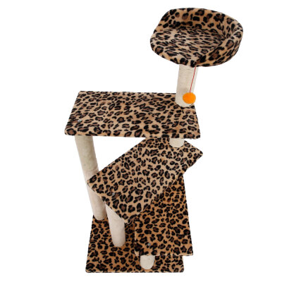 

51" Cat Tree Climb Furniture Scratch Post Pet Play House Tower Leopard Print USA