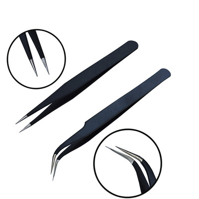 

〖Follure〗2pcs Stainless Steel Eyebrow Tweezers Eyelash Curler Clip Plucking Beauty Tools