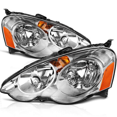 

Headlight Assembly for 02 03 04 Acura RSX Headlamp Replacement Chrome Housing Amber Reflector