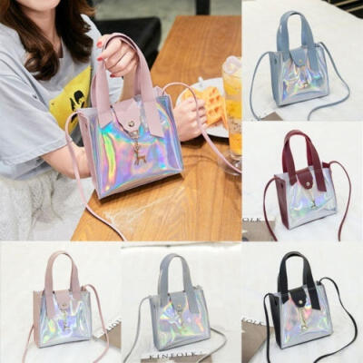 

Transparent Shoulder Bag Women Clear Laser Pendant Handbag Square Bag