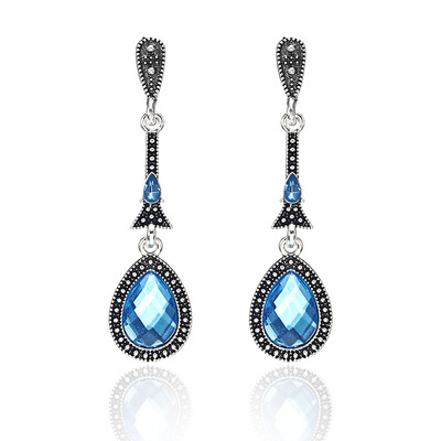 

Trendy Water Drop CZ Crystal Earrings For Women Vintage Silver Color Wedding Party Earrings Jewelry brinco feminino Gift