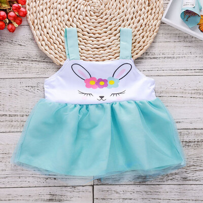 

Toddler Baby Girls Sleeveless Vest Easter Day Rabbit Print Dress Clothes