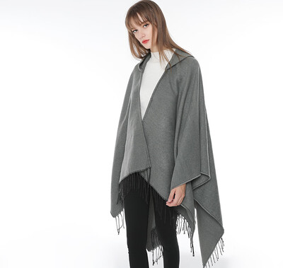 

British retro elegant casual black split men&women couple models shawl scarves dark autumn&winter cloak scarf