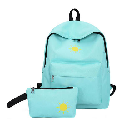 

2pcs Canvas Backpack Clutch Bag Preppy Style Student Schoolbag Rucksack Set