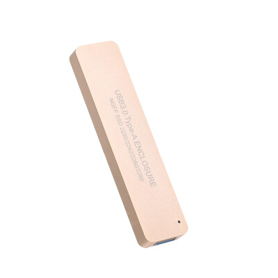 

Retractable NGFF SSD USB30 Type-A Enclosure M2 SATA SSD Gold