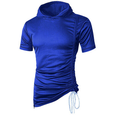 

New Men Hooded Hoodie Vest Tank Tops Sweatshirt Gym Muscle Short Sleeve T-shirt