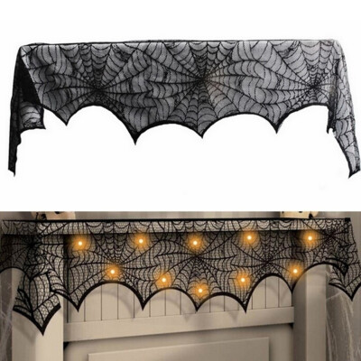 

Halloween Cobweb Fireplace Scarf Lace Spiderweb Mantle Cover Party Decoration