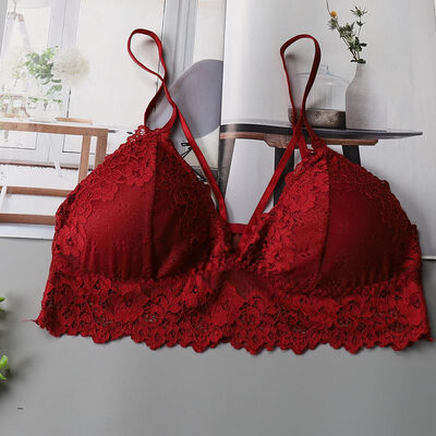 

Lace Bralette Seamless Deep V Bra Wireless Thin Underwear Sexy Lingerie Soft Bras For Women Mesh Triangle Push Up Padded Bra