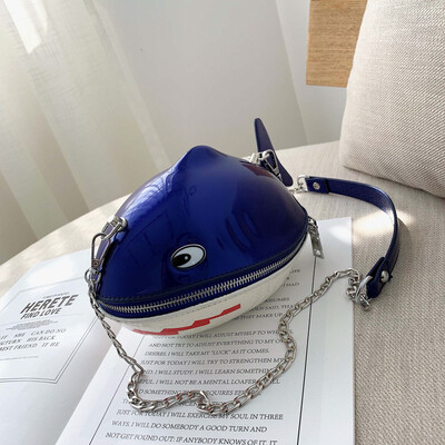 

2019 New Fashion Women Cartoon Shoulder Bag Fashion Chain Brand Designer Messenger Shark Shape Crossbody Bag Clutch Bag Bolso