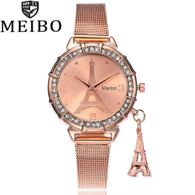 

Tower decorative pendant belt watch womens diamond-encrusted Eiffel pendant jewelry watch
