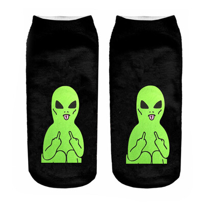 

1Pair Ankle Socks Cute 3D Prints Unicorn Soft Alien Cotton
