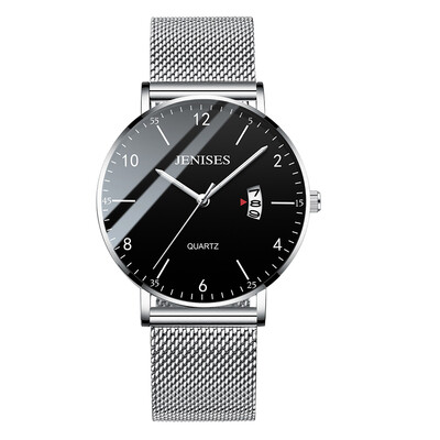 

Black Creative Watch Men Top Brand Luxury Mens Quartz Ultra Thin Watch Steel Mesh Date Waterproof Clock Male relogio masculino