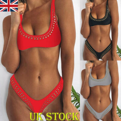 

Women Sexy Crystal Bikini Set Push-Up Padded Swimwear Swimsuit Bathing Beachwear