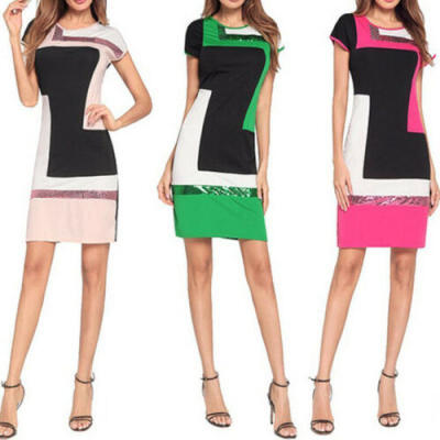 

Women Office Bodycon Short Sleeve Evening Pencil Party Cocktail Slim Midi Dress