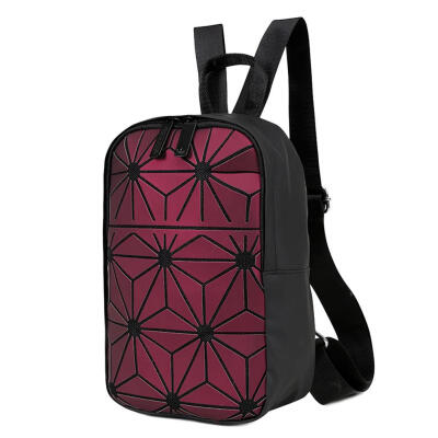 

Laser Plaid Print Backpack Women Girls PU Leather School Travel Knapsack