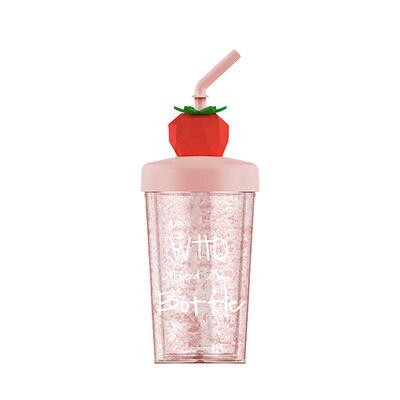

Siaonvr Summer Fruit Printed Portable Straw Cup Cold Water Bottle Drinkware