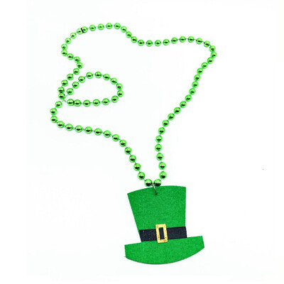 

Irish Festivals Chain Necklaces Green Shamrock Chain Design Necklace Unisex Green Beads Chain Necklaces