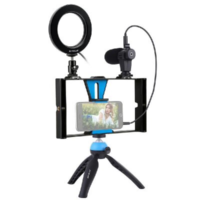 

PULUZ Phone Video Tripod Flexible Vertical Bracket Mount Mobile Camera Set with 46inch Round Fill Light Red