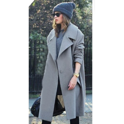 

Roseonmyhand Womens Winter Lapel Wool Coat Button Trench Jacket Loose Plus Overcoat Outwear