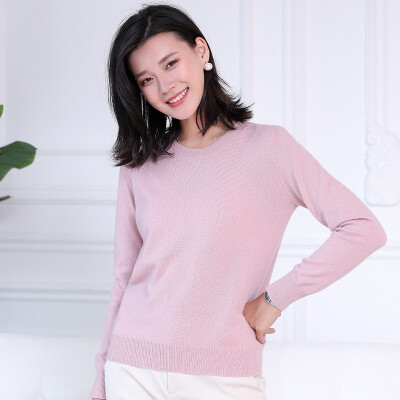 

QIANMUCHUN Womens round neck cashmere sweater Fashion Soft 5784