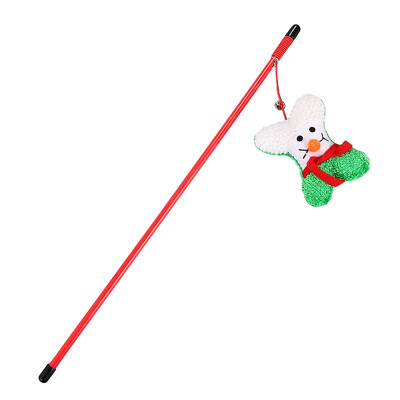 

Christmas Style Pet Cat Teaser Stick Funny Wand Feather Toy Retractable Interactive Pet Cat Toy