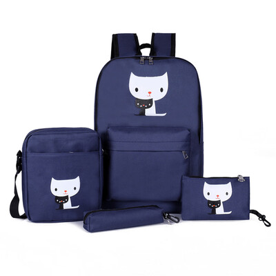 

Tailored 4Pcs Women Students Nylon School BackpackCrossbody BagClutch BagPen Bag