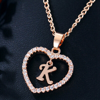 

Womens Heart Pendant Necklace with Cubic Zirconia&Letter Pendant Necklace Gift for Women or Girls