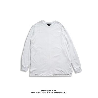 

MIJKO mens clothing womens autumn new product bottom side split long section high street long sleeve TEE men&women with the high street T-shirt