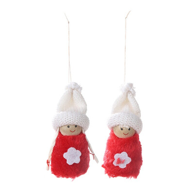 

1 Pair Knitted Wooden Plush Doll Christmas Pendant Drop Xmas Tree Hanging Pendants Decor Holiday Ornaments Xmas Gift for Kids