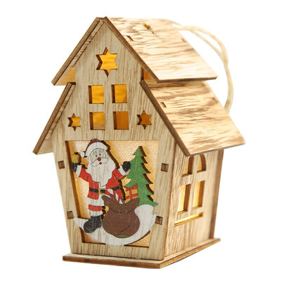 

Christmas DIY Ornaments LED Light Wood House Christmas Tree Decorations For Home Hanging Ornaments Holiday Nice Xmas Gift