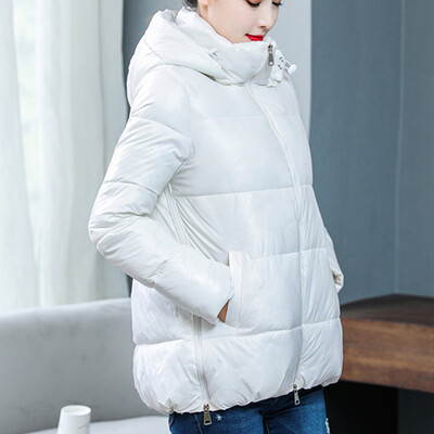 

Tailored Fashion Women Winter Warm Hooded Cotton Winter Jacket Solid Long-Sleeved Coat