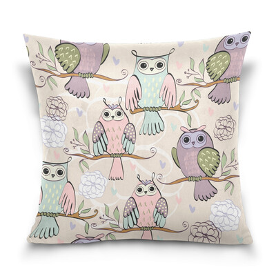 

ALAZA Throw Pillow Cover 16 X 16 inch Christmas Gift Cushion Cover with Owls Printed Pillowcase