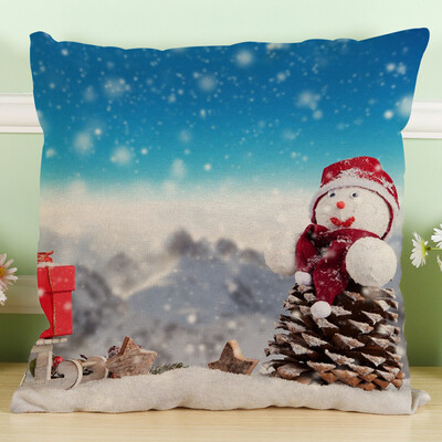 

Tailored New Christmas Snowman Cotton Linen Pillow Case Sofa Cushion Cover Home Decor A