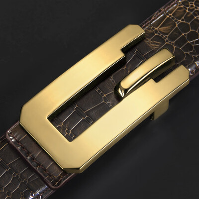 

Mens belt leather smooth buckle leather belt middle-aged youth Korean fashion mens belts in stock