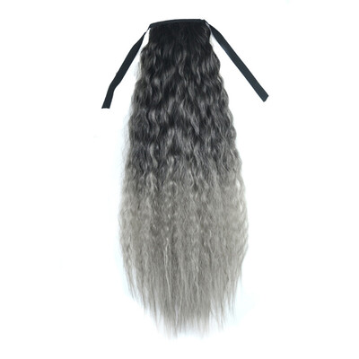 

Gobestart Gradient Color Ribbon Wavy Curly Long Ponytail Horsetail Clip Hair Extensions