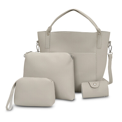 

4pcs Women PU Leather Handbag Shoulder Crossbody Bag Wristlet Card Holder