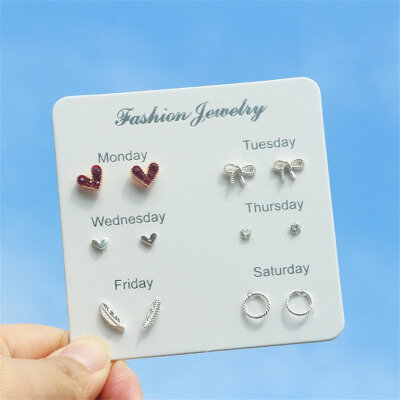 

6 Pairsset 2019 New Earrings for Women Stars Heart Cute Earring Fashion Jewelry Monday To Saturday 6 Pairs Earrings