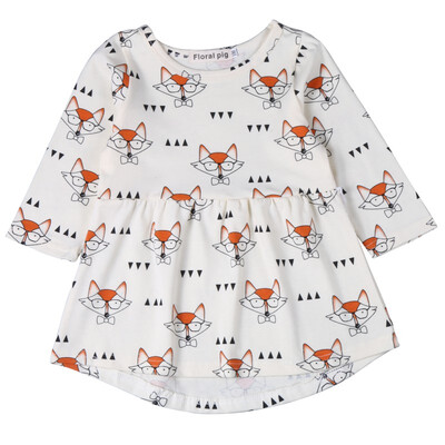 

Fashion Girls Dress Fox Printed Long Sleeve A Line Childrens Party Dresses Casual Baby Girls Outfits Clothing