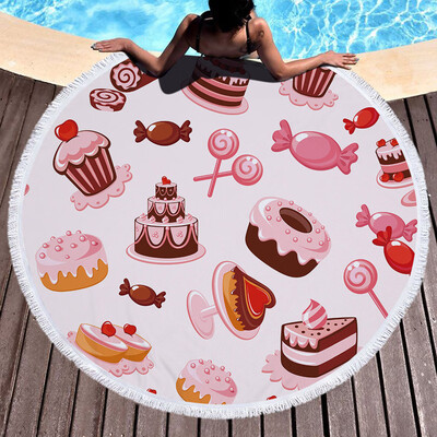

Gobestart 1 PC Round Beach Pool Home Shower Towel Blanket Table Cloth Yoga Mat